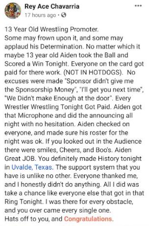 BlueSteele17's tweet photo. A kid does what people 4 times his age can't pull off successfully. A worker tries to put over their gimmick at his expense. A grown man threatening a 13 year old kid isn't funny. Wrestling should be better than this. Do better, @Nasticoo. https://t.co/jFQuchavyJ