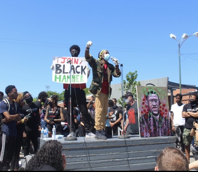 BlackHammerChi's tweet photo. #therealgazi Without CIC Gazi, the Chicago/Illinois chapter wouldn’t be here. In their time here they forged us to be brave, work for the people, overcome our fears and become leaders. And gave a speech to 38,000 people calling them to fight colonialism, you know, #VanguardTingz https://t.co/E82fHH3jLB