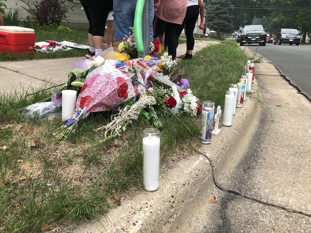 Walker Martinez and Tori Finney organized a vigil for America Thayer at the scene of her death this evening. The two, who worked at Speedway, across the street from where Thayer worked wt MyPillow remembered as a frequent customer.