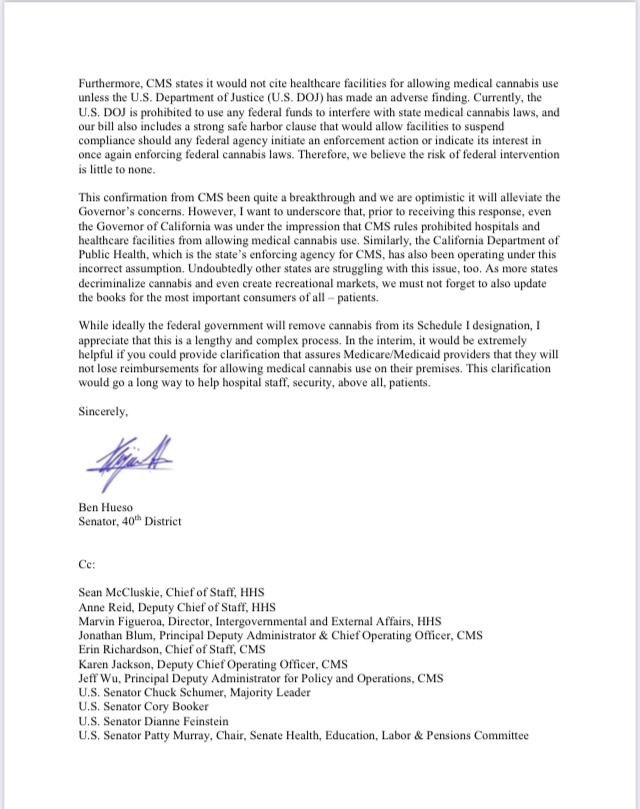 I'm respectfully requesting that CMS &amp; HHS provide clarification assuring Medicare/Medicaid providers they won't lose reimbursements for allowing #medicalcannabis use on their premises. This would go a long way to help hospital staff, security &amp;, above all, patients. <a href="/SecBecerra/">Secretary Xavier Becerra</a>