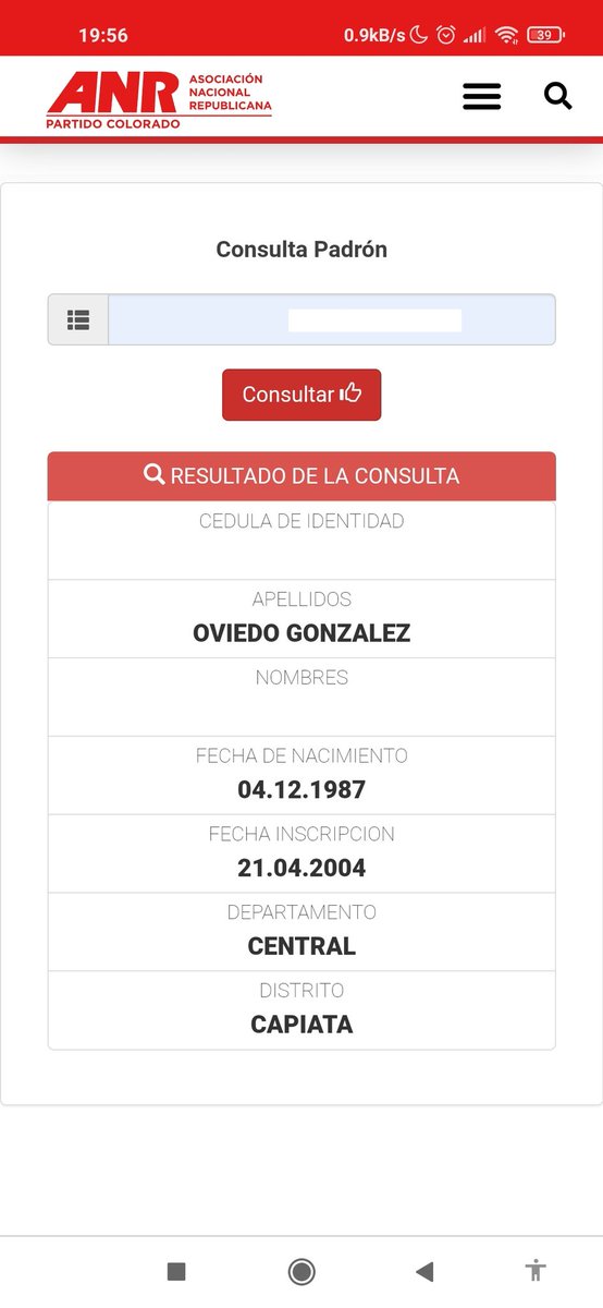 CONYOVIEDO's tweet photo. Públicamente denuncio que la @ANRParaguay me afilió sin mi consentimiento, hace unos meses había revisado y no aparecía.

Revisen que no les este pasando lo mismo en estos tiempos electorales.

Quiero mi habeas data #URGENTE
#ANRNuncaMas https://t.co/XtcY36OWpF