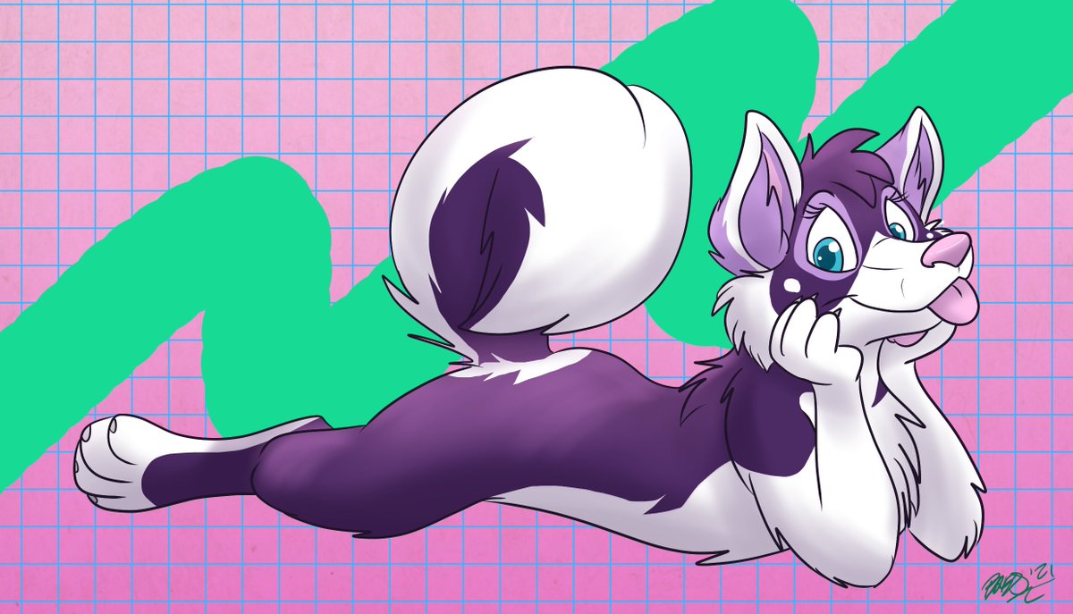 Babsiwuff's tweet photo. Getting caught back up on my #artfight2021 work!  Here's a pic I did for @VeePaws!  I LOVE her purple pooch and had to draw her!

#teamsteampunk y'all!! https://t.co/Qhsa9g6QXY