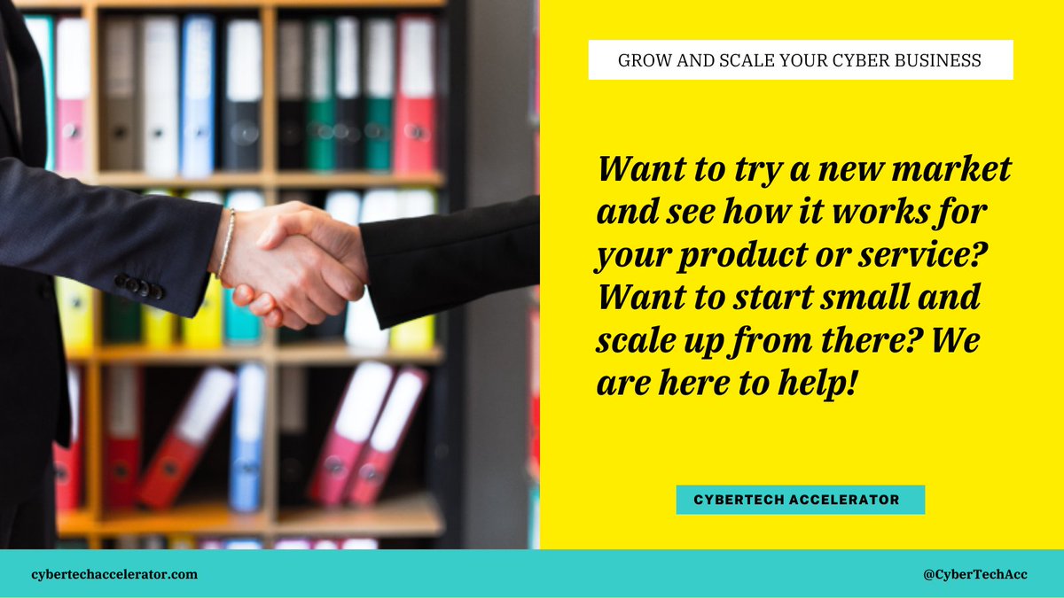 CyberTechAcc's tweet image. Want to try a new market and see how it works for your product or service? Want to start small and scale up from there? We are here to help!

Grow and scale your #CyberTech, #PrivacyTech, and #Cybersecurity business with the #CyberTechAccelerator.

cybertechaccelerator.com