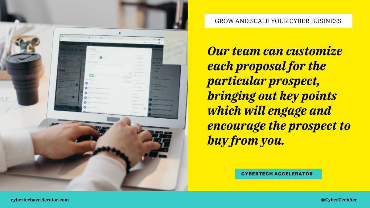 CyberTechAcc's tweet image. Our team can customize each proposal for the particular prospect, bringing out key points which will engage and encourage the prospect to buy from you.

Grow and scale your #Cybersecurity business with the #CyberTechAccelerator.

cybertechaccelerator.com