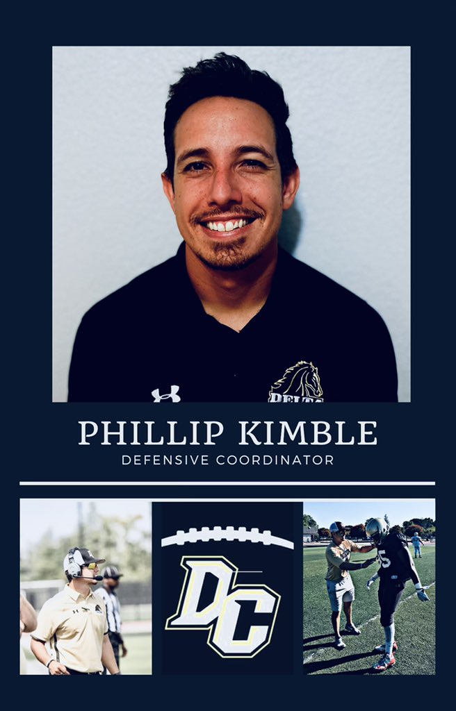 SJDCFootball's tweet photo. We’re Excited to announce Phillip Kimble(@CoachKimbleSJDC) as our new Defensive Coordinator for the Mustangs!!! #GoMustangs #DeltaPride @SJDCAthletics https://t.co/pePc4EAG2H