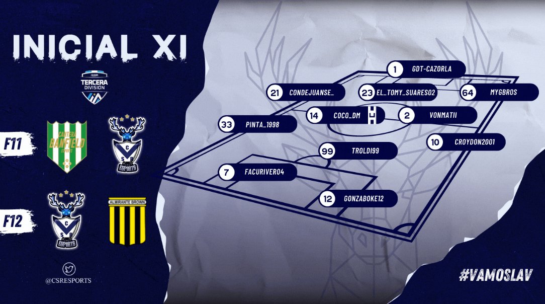 CSRESPORTS's tweet image. 🔥 #JuegaLaV 🔥

Esta noche una nueva fecha doble donde @CSRESPORTS enfrentará a @Banfield_eS desde las 23 hs y a @almirante_sport desde las 23:30 hs.

#VamosLaV 🤍💙👊