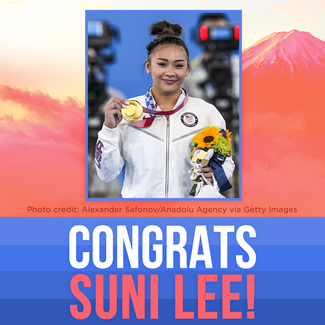 WCCO's tweet photo. Congratulations to Suni Lee on her Gold Medal win! All of Minnesota is celebrating the St. Paul native's big achievement. Fans can keep celebrating during the newly appointed Sunisa Lee Day statewide tomorrow. | https://t.co/JzmwNAaJsf https://t.co/VKw83FPVHv