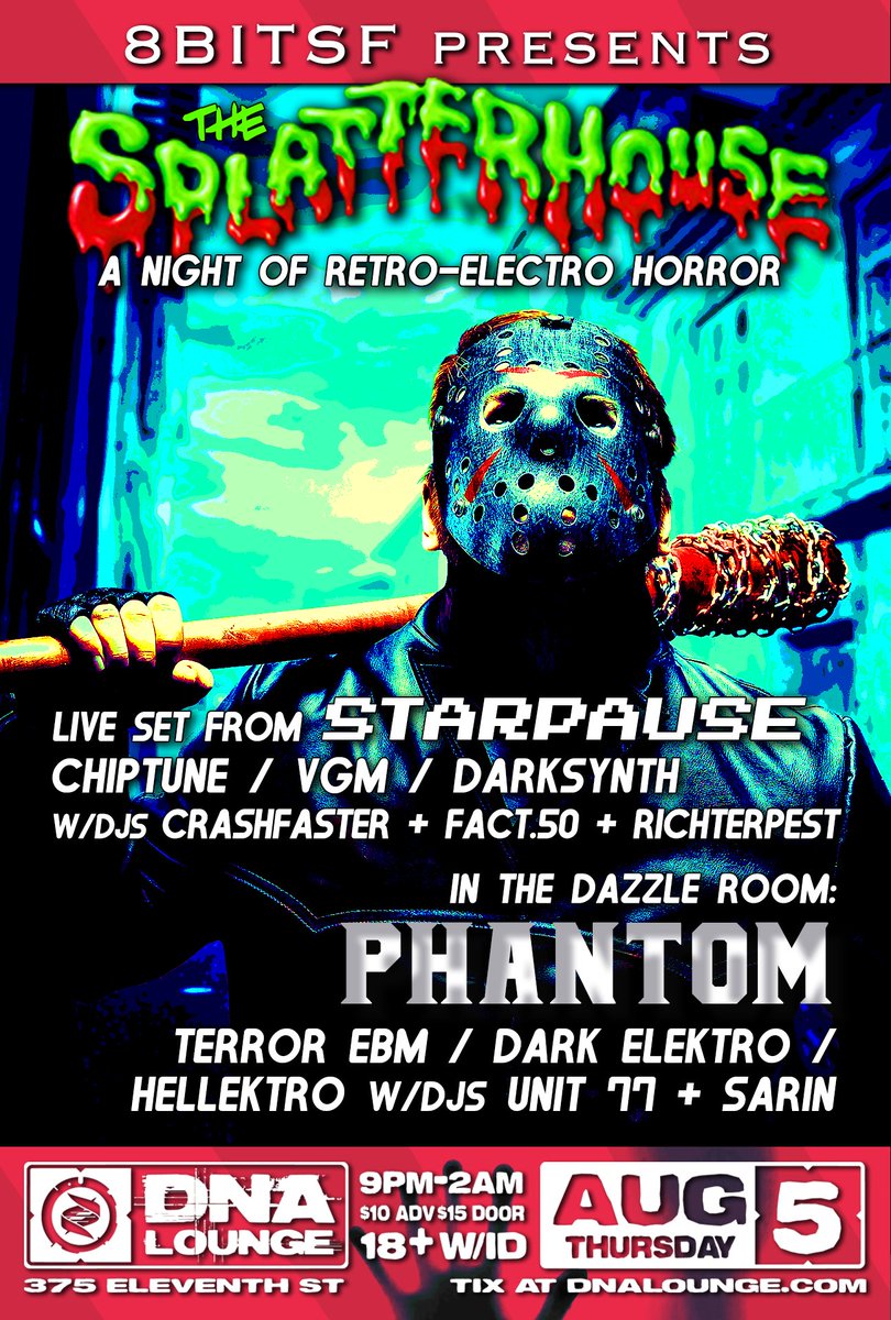 🚨 1 WEEK FROM TODAY🚨 

Our two-room event will feature retro-electro horror themed music spanning from #chiptune, #VGM and #synthwave, to EBM and dark elektro. 

Come party with us, and you just might be spared ;)   

💀 18+ with ID
🩸 $10 Adv $15 Door
🎟️bit.ly/3x7HiKl