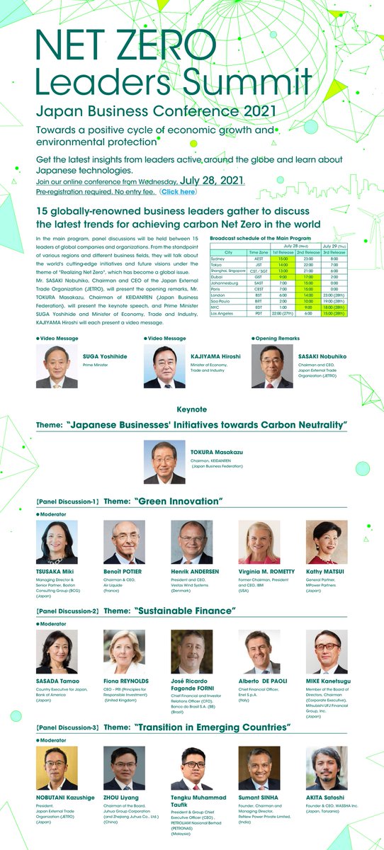 Great to be a part of this important conversation on NetZero from Japan with Henrik Andersen, Benoit Potier, <a href="/KathyMatsui/">Kathy Matsui</a>, and <a href="/GinniRometty/">Ginni Rometty</a>. Read more on the summit here: jetro.go.jp/en/events/jbc/ #netzero #GreenInnovation