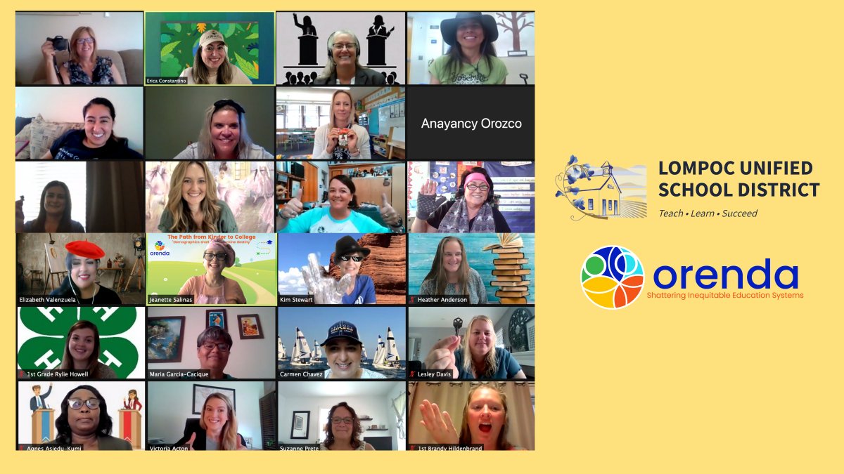 OrendaEd's tweet photo. 😀Check out all the fun we are having during Summer Institute with Lompoc teachers! Hats off to the dedication and commitment to your students. #ShatteringInequities https://t.co/yt4YeIFCKM