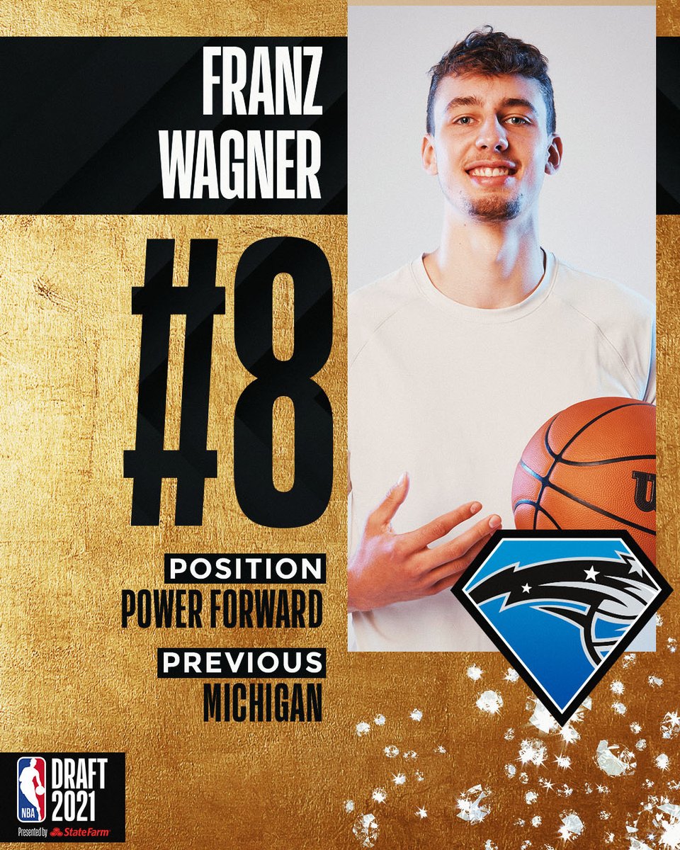 With the 8th pick of the <a href="/NBADraft/">NBA Draft</a>, the <a href="/OrlandoMagic/">Orlando Magic</a> select Franz Wagner (<a href="/franzboogie/">Franz Wagner</a>)!

2021 #NBADraft presented by State Farm on ABC/ESPN