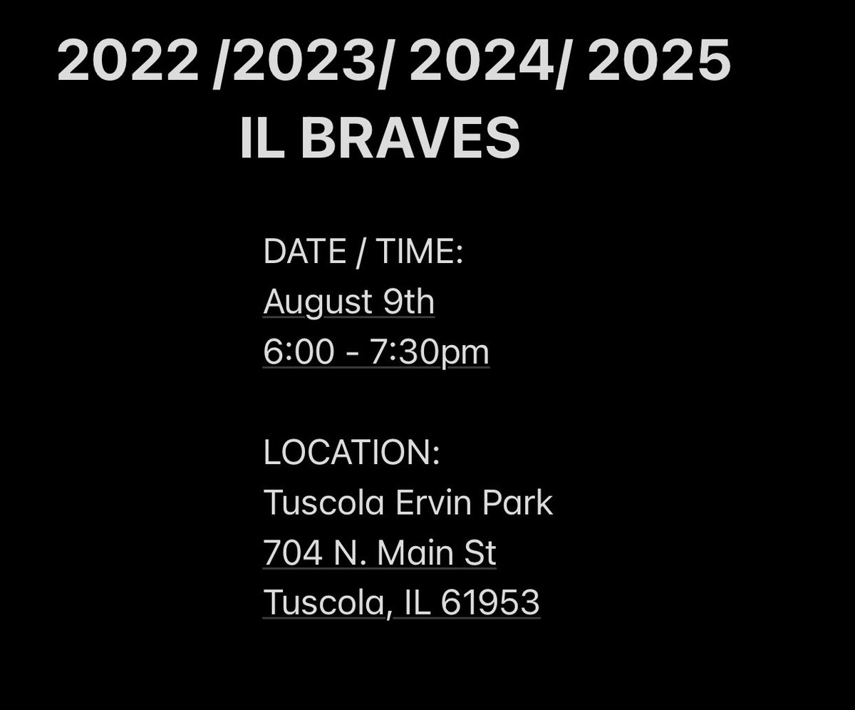 We’ve had so many request for a make up try out date for our High School aged IL Braves teams we’ve decided to add an additional tryout date. Please still fill out the information on our website. IllinoisBraves.com Make up date provided below: ⚪️🔴🔵