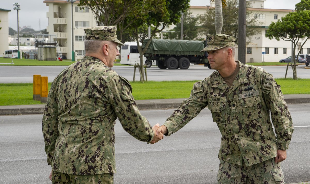 USPacificFleet's tweet photo. Naval Mobile Construction Battalion #NMCB5 relieves #NMCB4 in Okinawa, assumes lead of #USNavy's Naval Construction Force operations in Indo-Pacific: https://t.co/dznHATGfQl https://t.co/jZcD1vxOwZ