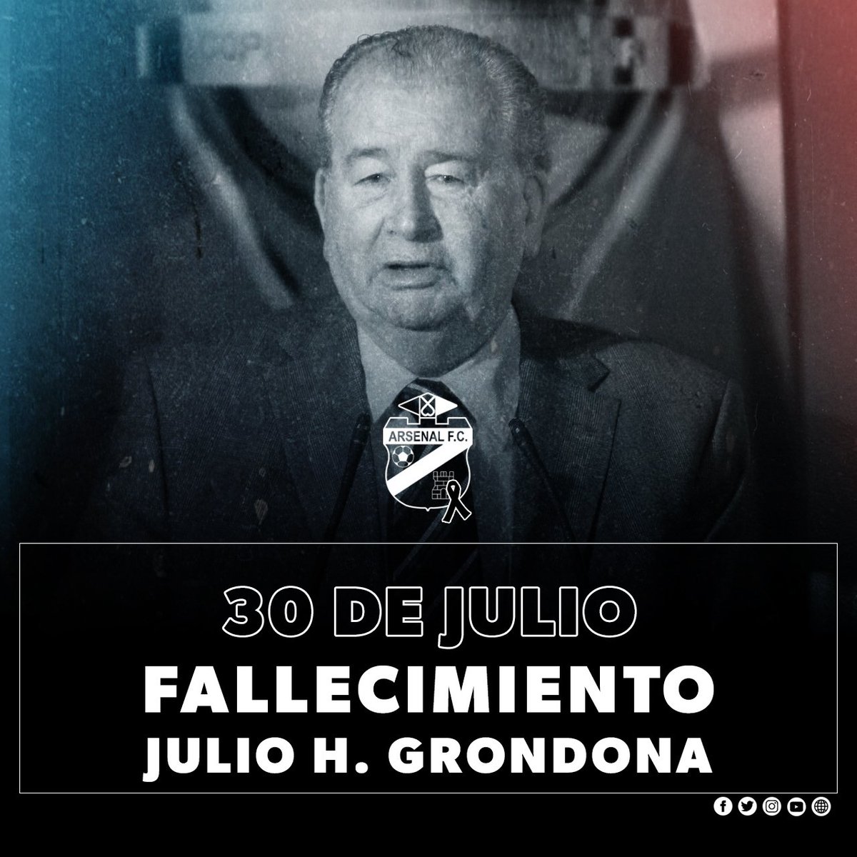 Se cumple el 7mo aniversario del fallecimiento del Sr. Julio H. Grondona. Fue socio fundador y presidente de nuestra institución.