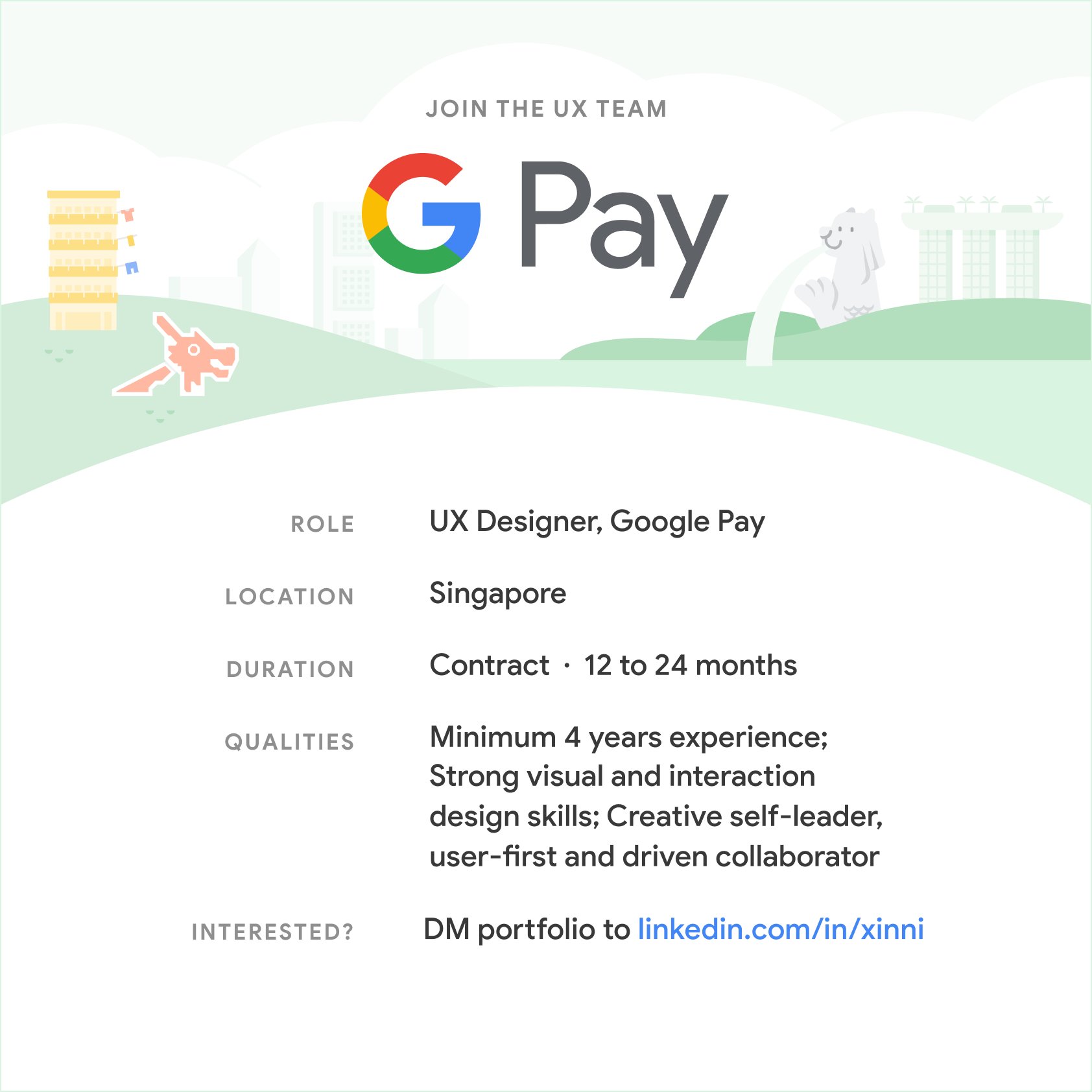 musho-xinni-soon-on-twitter-we-re-looking-for-a-ux-designer-for-google-pay-candidates-must-have-right-to-work-in-singapore-please-dm-me
