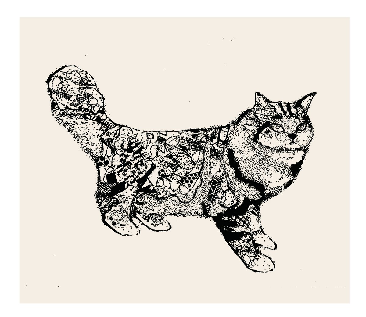 ট ইট র 隠れ銅版画作家 Ym 羅針盤はあなた イラスト好きな人と繋がりたい 絵描きさんと繋がりたい イラスト 絵 猫 銅版画の下図 100分の40匹目の猫