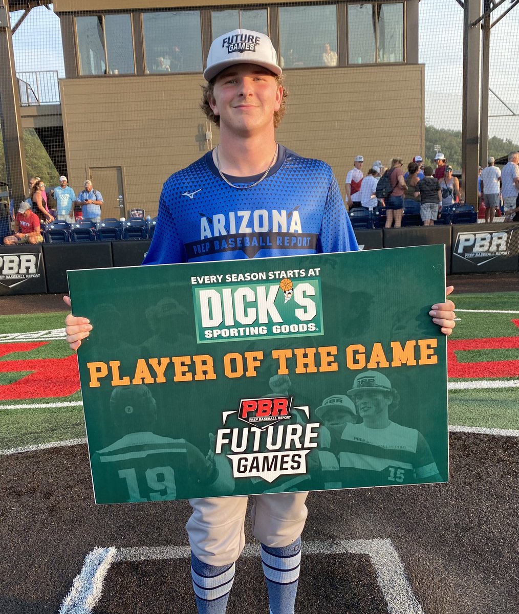Prep Baseball (@prepbaseball) on Twitter photo Team Arizona vs. Team PNW
๐
Will Shelor from Team @PBRArizona is your <a href="/DICKS/">DICK'S Sporting Goods</a> Sporting Goods Player of the Game.๐
Shelor had a strong showing on the bunp, touching 92 mph while striking out six. #PBRFG21 Team Arizona vs. Team PNW
๐
Will Shelor from Team @PBRArizona is your <a href="/DICKS/">DICK'S Sporting Goods</a> Sporting Goods Player of the Game.๐
Shelor had a strong showing on the bunp, touching 92 mph while striking out six. #PBRFG21