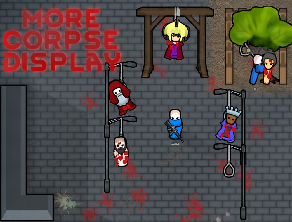 Rimworld Mod 1 3 More Corpse Display 死体を飾ることができるmod 絞首台や木に縄を回して襲撃者などを見せしめに吊るしましょう なにせ人間の処刑は 中世では娯楽だったの T Co Cpzemuc2ig リムワールド Mod Rimworld T Co
