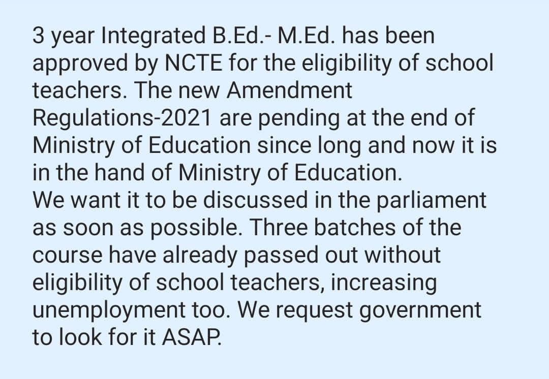 SURABHIPRADHAN8's tweet photo. #Justice4IntegratedBEd_MEd 
हमारे अच्छे दिन कब आएंगे,
क्या हम भी शिक्षक बन पाएंगे..!
@PMOIndia @dpradhanbjp https://t.co/i5hFld1cmJ