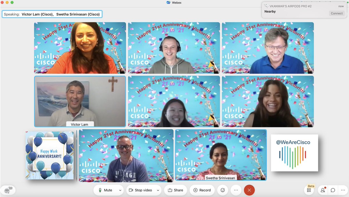 VarshaKanwar's tweet image. “The more you praise &amp;amp; celebrate your life, the more there is in life to celebrate.”
Happy 21st #Ciscoversary🎉 @vbplyr. You are a joy to work with, role model to many &amp;amp; we are so glad to have you on #Cisco Partner Experience Insights Managers team. #WeAreCisco #MomentsThatMatter
