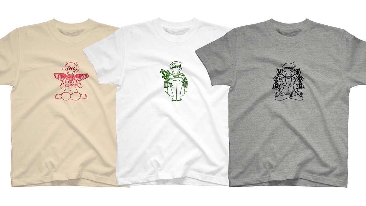 8kakumikan's tweet image. 8/10（火）23：59まで、Tシャツが1000円オフです！
新しく、電球天使ラブとピース、そして電球菩薩マネーを追加いたしました。
お得なこの機会にぜひぜひどうぞ～😁。

メインURL↓
suzuri.jp/8kakumikan

#suzuri
#SUZURIのTシャツセール
#電球シリーズ