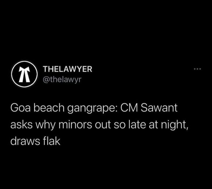 i__psm2192's tweet photo. Don't know what should I say over this opinion, is it fault of those girls only or also fault of those rapist too.....
#Goagangrape. #justiceforminor
@DrPramodPSawant @PMOIndia
@the_hindu https://t.co/jPU4oxPkdk