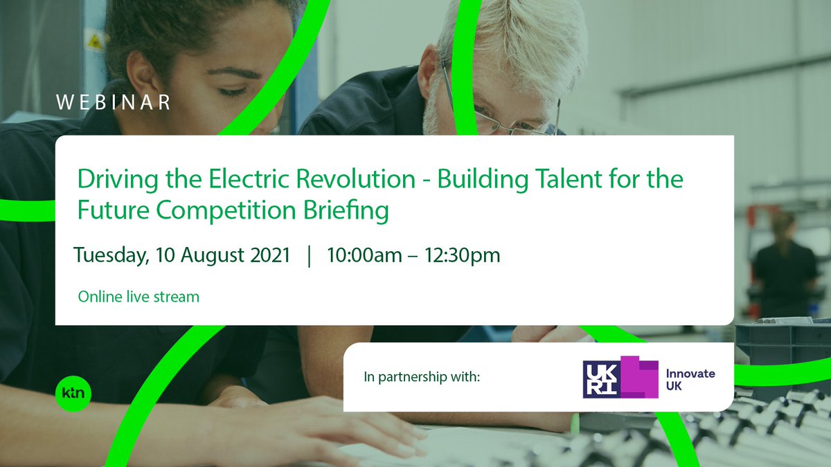 Calling all businesses, academics & training providers! The new @innovateuk #DrivingTheElectricRevolution Building Talent for the Future competition opens soon. Join the briefing on 10/8 to hear how you could benefit from £25K funding for skills dev. #PEMD ow.ly/ekQY50FFd4a