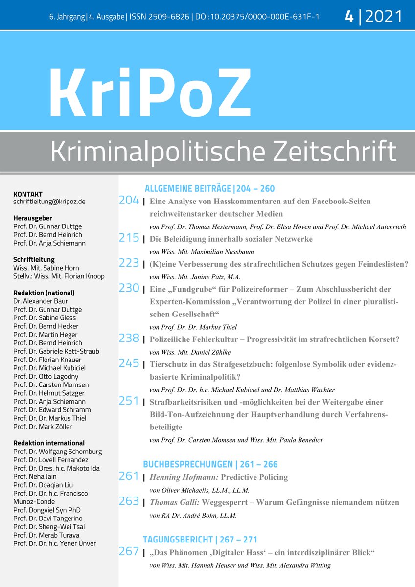KriPoZ1's tweet photo. Wir haben Strandlektüre für euch:
Die neue #KriPoZ ist online 🥳https://t.co/Vuzd007MBG

Es erwarten euch u.a. der Themenkomplex "Hass und Beleidigung/Bedrohung im Netz" und die polizeiliche Fehlerkultur. Gewinner unseres Aufsatzwettbewerbs sind ebenfalls dabei! https://t.co/m8eMaPyazV