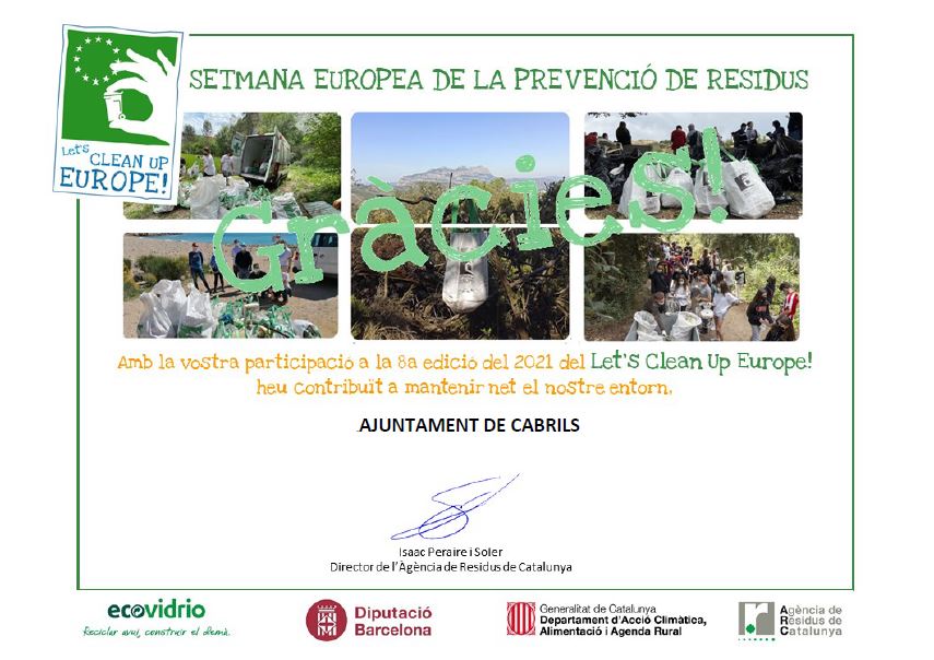 ajcabrils's tweet photo. ♻ Cabrils ha rebut un diploma per participar en la campanya 𝐋𝐞𝐭'𝐬 𝐂𝐥𝐞𝐚𝐧 𝐔𝐩 𝐄𝐮𝐫𝐨𝐩𝐞 amb la jornada de neteja de la riera que es va fer al mes de maig.

💪 Motes gràcies a tots els participants. Seguim lluitant per un entorn lliure de deixalles!

 #LCUE21 https://t.co/oV9Y5zXRyF