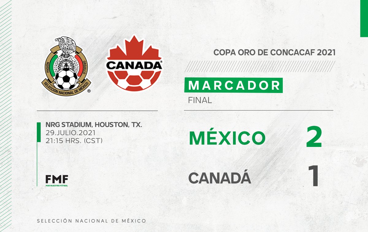 miseleccionmx's tweet photo. ¡BIEN, BIEN! 💯
¡DERROTAMOS A 🇨🇦 PARA IR POR EL BICAMPEONATO DE LA 🏆 ORO! 

¡VAMOS, MÉXICO! 🇲🇽

El marcador final es presentado por @ATTMx:

#ApasionATT | #CambiaElJuego https://t.co/GbghbQRQGQ