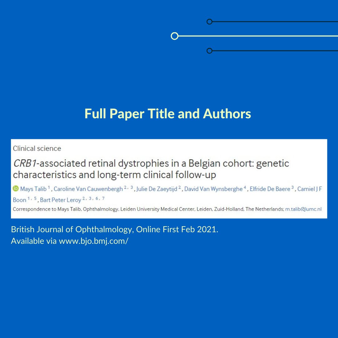 New insights in genetic characteristics and long-term follow up of CRB1-associated retinal dystrophies bjo.bmj.com/content/early/… #retina #retinaldystrophy #crb1 #ophthalmology