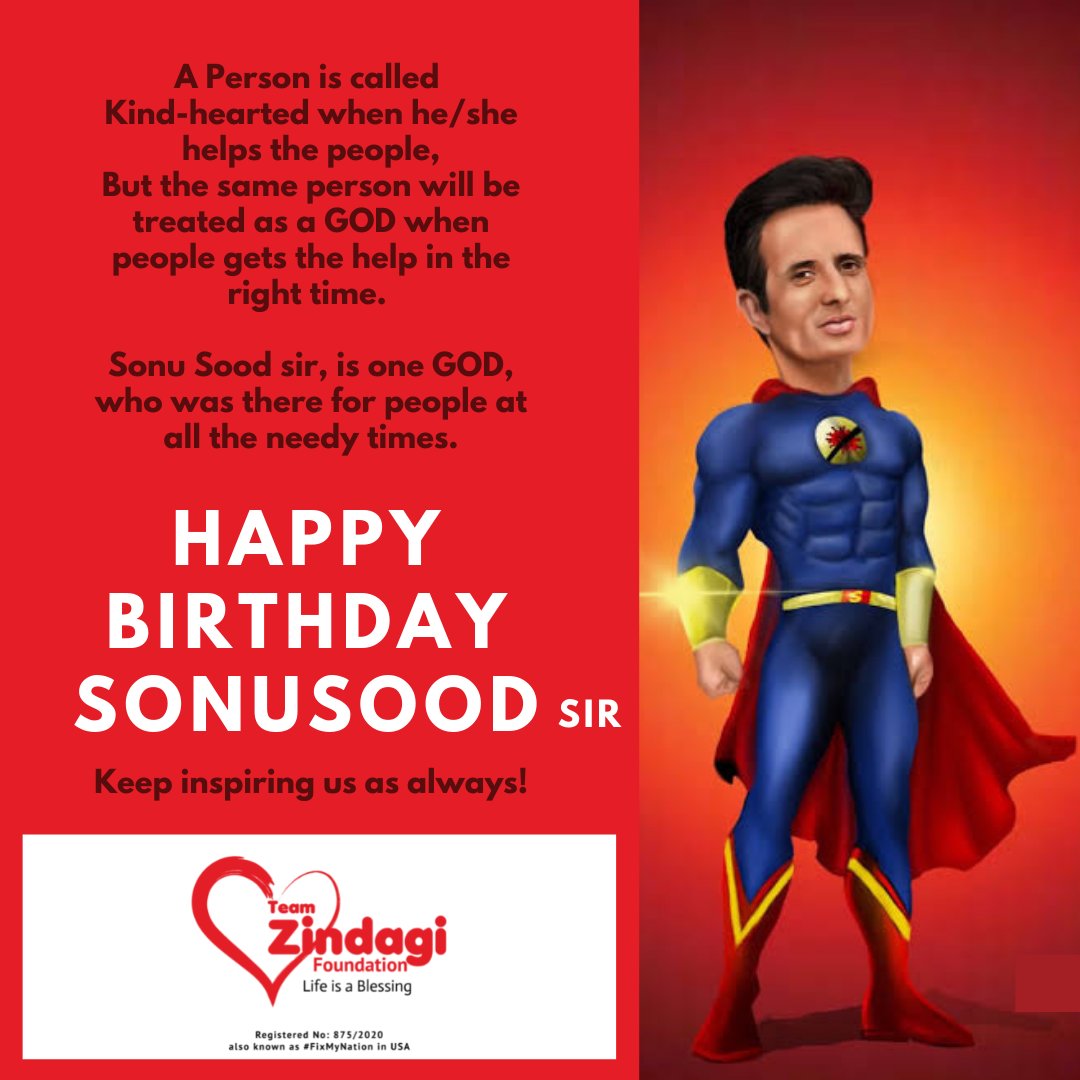 ursteamzindagi's tweet photo. Wishing a very Happy Birthday to @SonuSood Sir, Great Indian Actor and Humanitarian.
#SonuSood
#HappyBirthday
#HappyBirthdaySonuSood
#teamzindagi
#teamzindagifoundation
#fixmynation https://t.co/H5liLAwjdf
