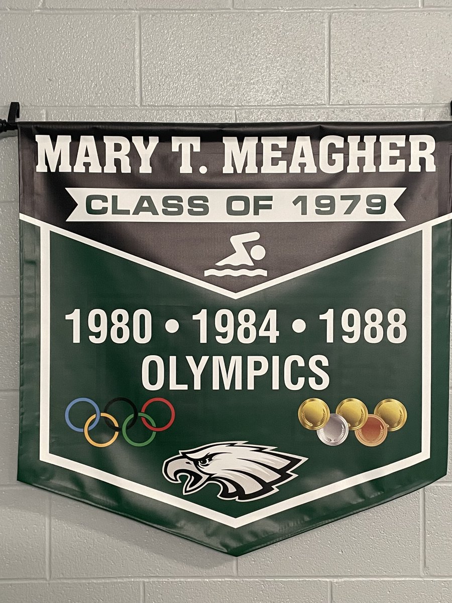 Watching the #TokyoOlympics swimming competition makes us proud to show off one of the banners in our gym at Holy Trinity. Mary T. Meagher - Madame Butterfly - is still one of the all-time greats. <a href="/lakesidehawks/">Lakeside Seahawks</a> <a href="/ByPatForde/">Pat Forde</a> <a href="/USASwimming/">USA Swimming</a>