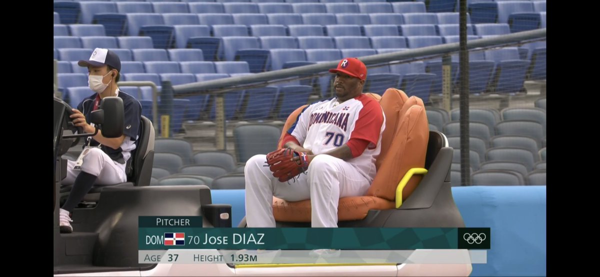 Zynx42's tweet photo. We have a Bullpen Car sighting in the Olympic Baseball game, Mexico vs Dominican Republic! #bullpencart #bullpencar #mexicovsdominicanrepublic #Olympics #baseball https://t.co/TZVbTX6wBx