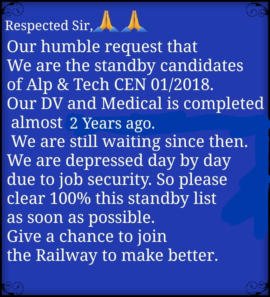 I_am_Krishanu's tweet photo. #rrb_standby_clear_karo
#rail_mantri_ji_hamari_suno
We all ALP/TECHNICIAN standby candidates of CEN01/2018 Request you to please provide us an opportunity to serve Indian Railways @rrbsecunderabad @drmhyb @drmvijayawada @drmgtl @drmned @PMOIndia @RailMinIndia @AshwiniVaishnaw https://t.co/RQK8MzpljG