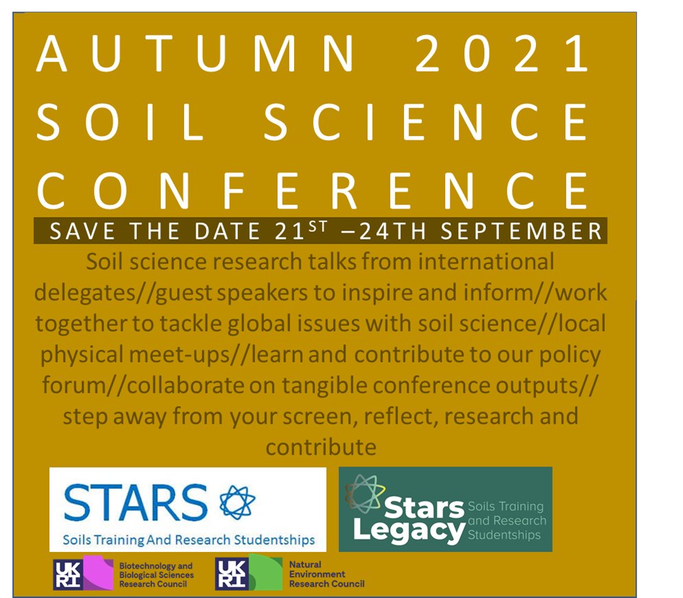 STARScdt's tweet photo. Time to register for the @STARScdt  conference: 21-24 Sep. Register here: https://t.co/3GSEbpOXPf
  Join us for some amazing soil science discovery in September! #starsoil #soil #soilscience #phd https://t.co/3XvPXOElEf