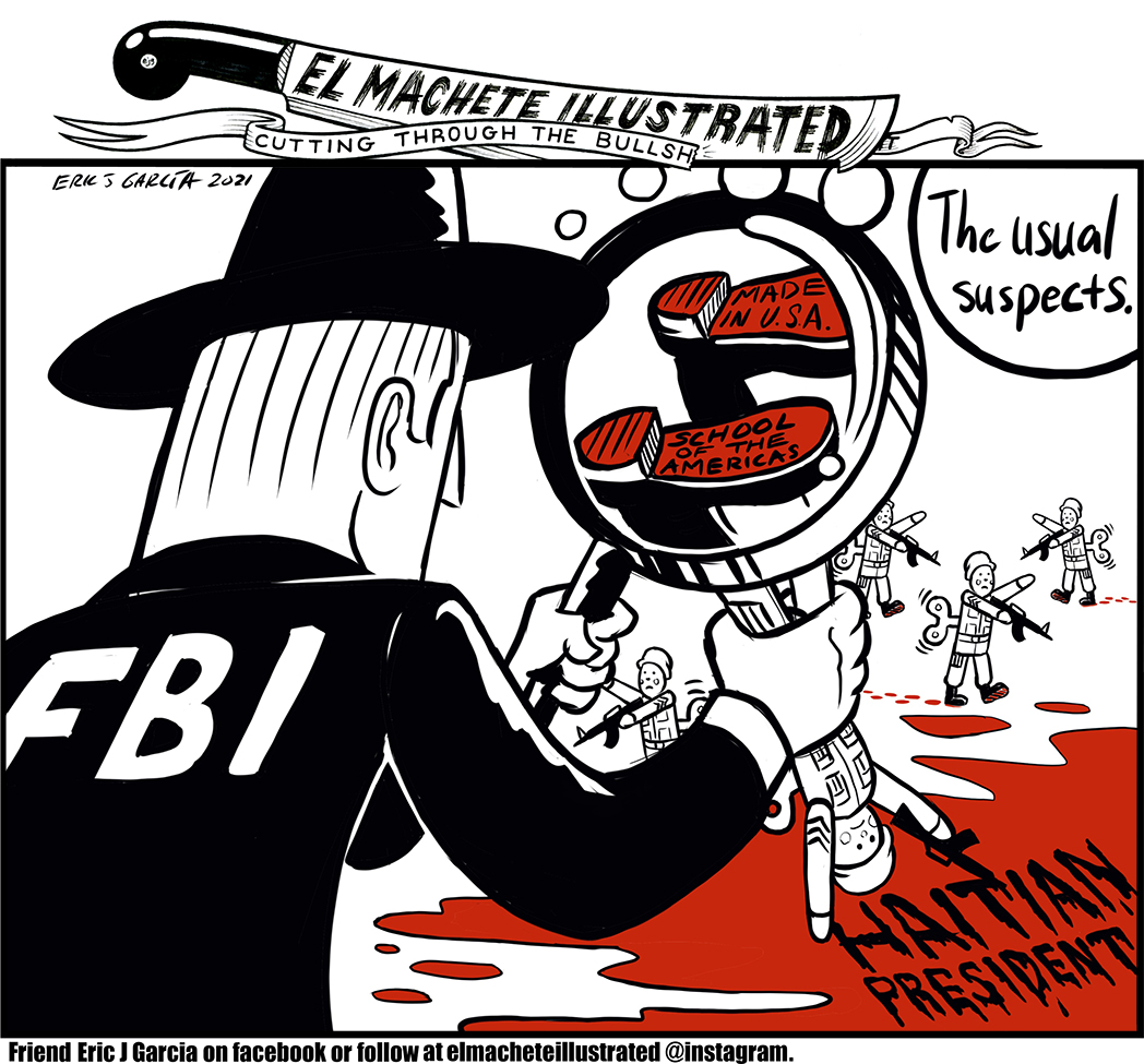 garciaink's tweet photo. The Usual Suspects #Haiti #HaitianPresident #JovenelMoise #terrorists #USA #UStrained #mercenaries #toysoldeirs #ForeignPolicy #SchooloftheAmericas https://t.co/VuAo01eTqC