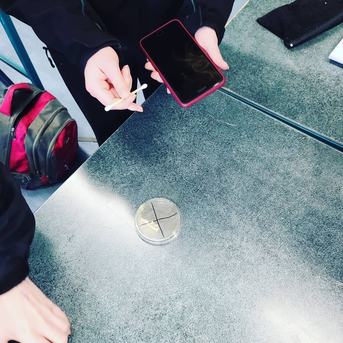 Bec_NZ1's tweet photo. Swabbing areas within the class to find which areas will have the most different type of microbes. A lot or fun with these junior scientists! https://t.co/cEybEwFaLh