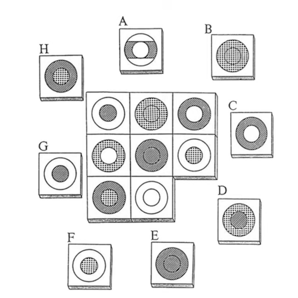 30秒以内に解いてみて下さい。

直感力＋規則探り＋組み立て能力 が必要になります。

※ヒントはありません。

問題を解けた方はリツイートorお気に入り

分からない方も時間をかけてトライしてみましょう！

#メンサ
#mensa
#mensasociety