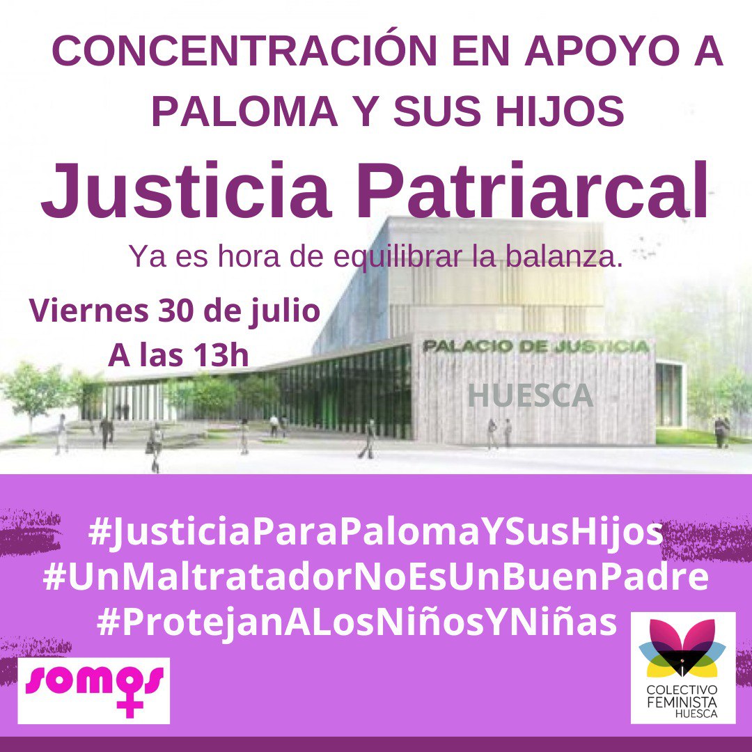 Exigimos justicia para Paloma Delgado y hacemos un llamamiento para participar en la concentración convocada hoy viernes a las 13h.
#JusticiaParaPalomaYSusHijos
#UnMaltratadorNoEsUnBuenPadre
#ProtejanALosNiñosYNiñas