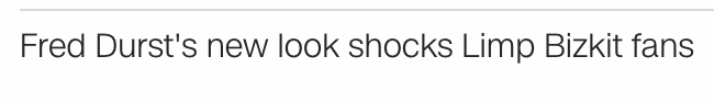 RickIngraham's tweet photo. If many years from now, someone asks me to describe 2021, I'm going to tell them about this. This was the kind of "news" they covered over at CNN. I'd say "2021 was basically unmemorable, but Fred Durst's new look shocked Limp Bizkit fans, I can tell you that much." #BackIn2021 https://t.co/phpOGvk6wx