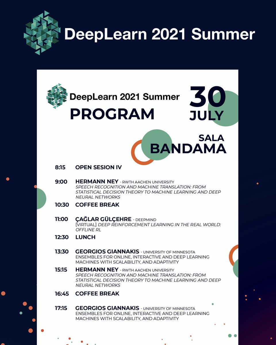 infecar's tweet photo. Hoy viviremos la última jornada de DeepLearn 2021 Summer con un programa que incluye 10 ponencias, la cuarta Sesión Abierta y un Taller de Creatividad.👇 #DeepLearn2021 https://t.co/IA2gKzSO87