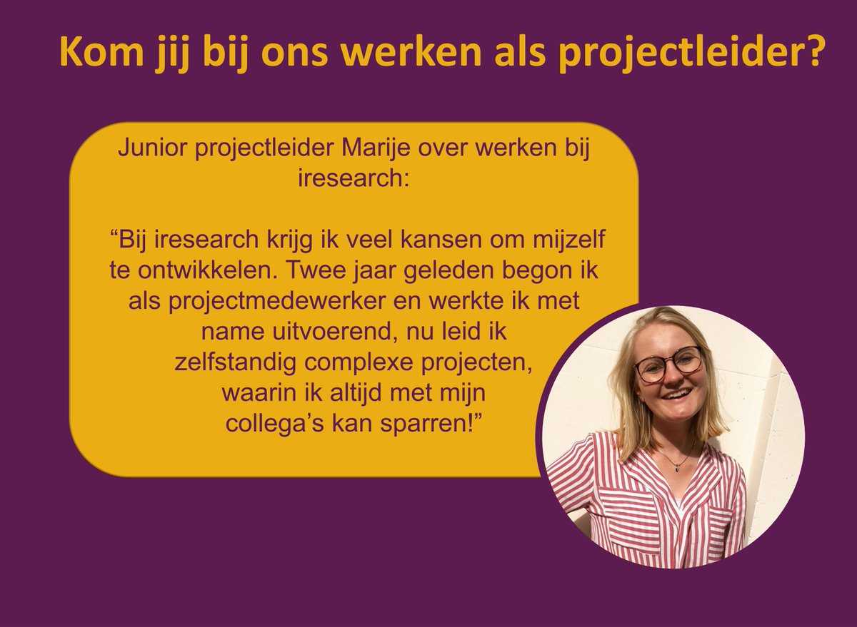 𝐕𝐚𝐜𝐚𝐭𝐮𝐫𝐞: 𝐏𝐫𝐨𝐣𝐞𝐜𝐭𝐥𝐞𝐢𝐝𝐞𝐫 𝐛𝐢𝐣 <a href="/iresearchnl/">iresearch</a>!
Op zoek naar een baan als #projectleider waar jouw ideeën omgezet worden in acties? Bekijk snel de #vacature op lnkd.in/g-j26nv