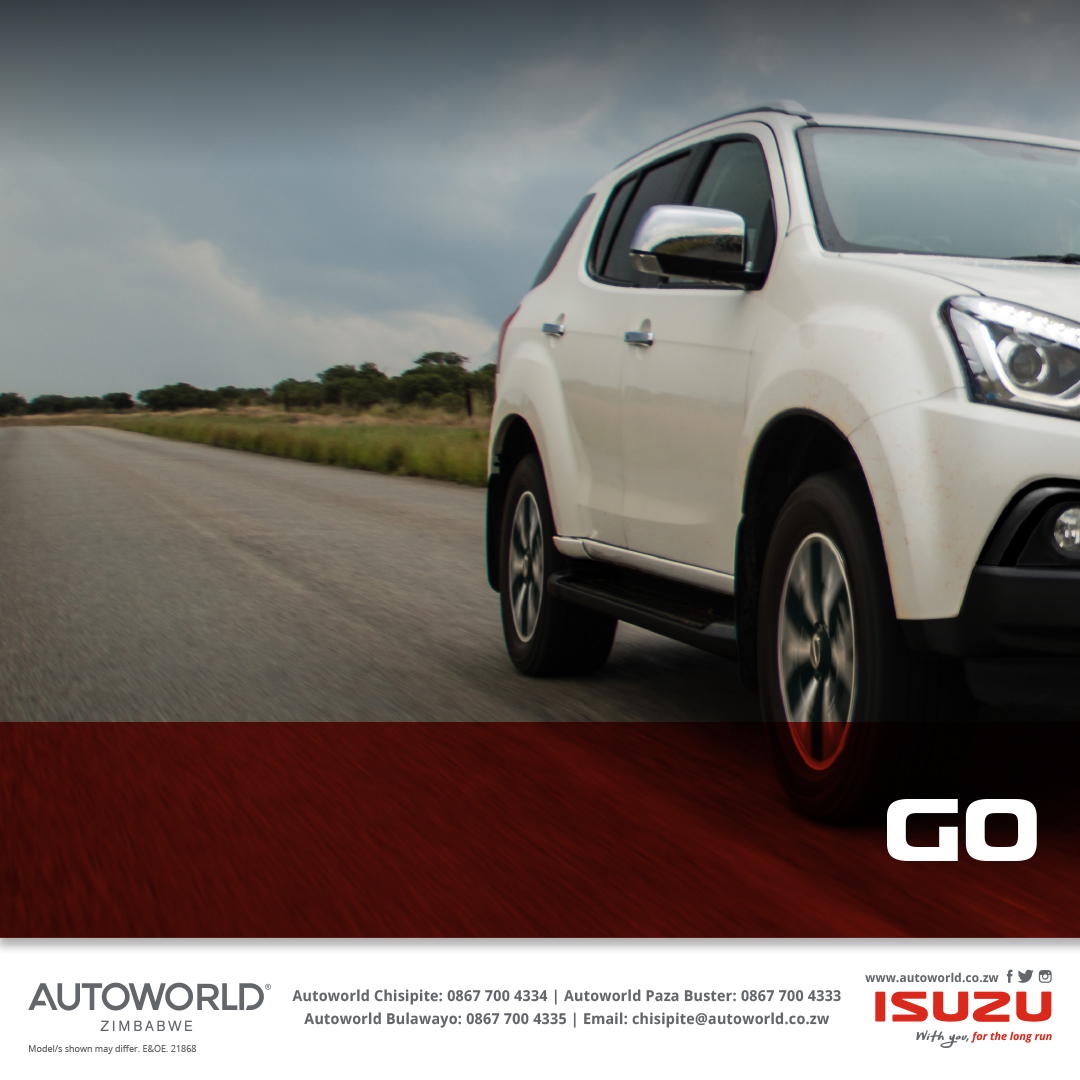 AutoworldZ's tweet image. Somebody once said, “It’s bad manners to keep an adventure waiting.” If you agree, then it’s time to get behind the wheel of the stylish but robust ISUZU MU-X. 3 … 2 … 1… adventure!  
 
Choose to be bold with the ISUZU MU-X!

#AutoworldZW #Isuzu #muX #Adventure #GoBoldly