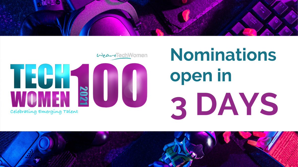 WeAreTechWomen's tweet image. Nominations for our #TechWomen100 awards open in just 3 DAYS 🏆🎉👩‍💻

We are looking to celebrate the achievements of women who demonstrate a high level of competence within their role, PLUS have a clear passion for technology.

Know someone? Nominate them on Monday.