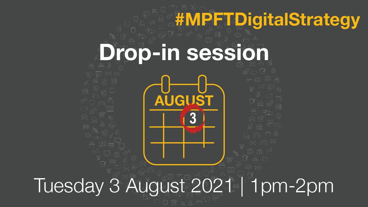 MpftDigital's tweet photo. Reminder to @mpftnhs staff that we are hosting an internal drop-in session about the #MPFTDigitalStrategy led by @martyngwperry

Tuesday 3 August at 1pm-2pm

There will be opportunity for questions and discussion

Go to https://t.co/WDWaJ2bHww to find the link to join us https://t.co/oVwNVMau6D