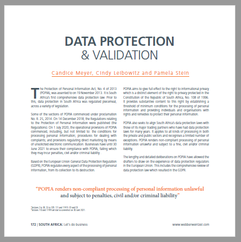webberwentzel's tweet photo. The #POPIA Act, No. 4 of 2013 aims to give full effect to the right to informational privacy which is a distinct element of the right to privacy protected in the Constitution of the Republic of SA - by Candice Meyer, @cindy_leibowitz &amp; Pamela Stein.

🔗 https://t.co/htKdksT3JH https://t.co/6PiT3Ckphv