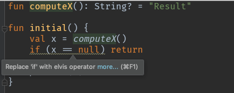 kotlin's tweet image. Use &quot;? :return&quot; to return from a function if the left expression is null

#KotlinTips