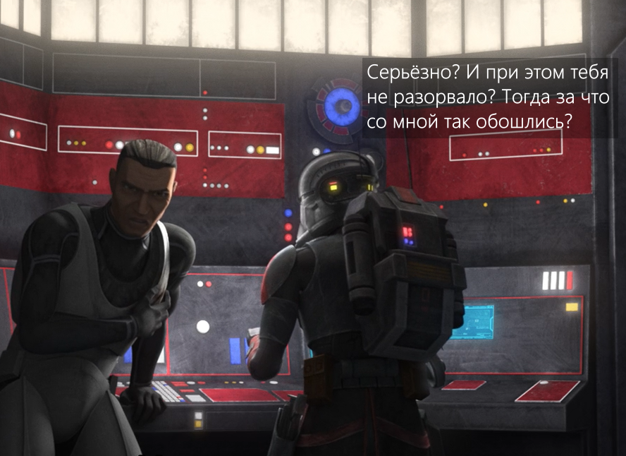 fijj10's tweet photo. /// tbb spoilers ///
.
.
.
Да, Эхо, жизнь несправедлива. 
#TheBadBatch #BadBatch #CaptainGregor #Echo #Hunter https://t.co/Yu1j25tb6P