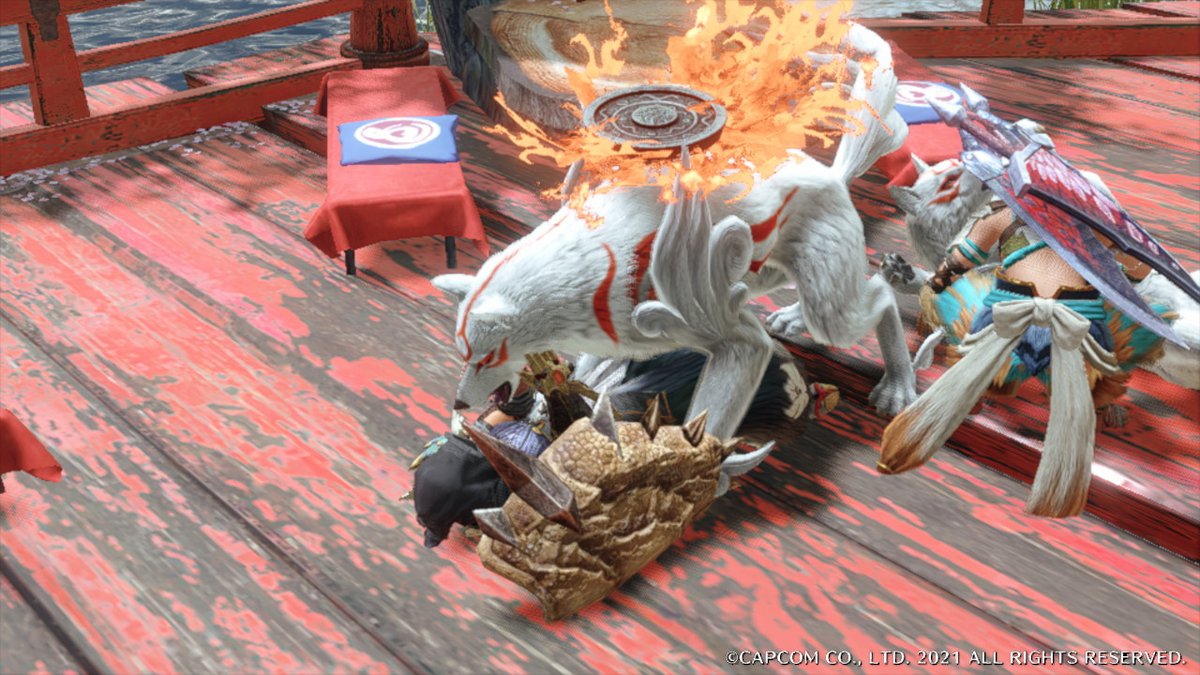 RedGameBlog's tweet photo. モンハン大神コラボ重ね着作ったー！
念願のコラボで妻も大喜びです！笑
 #モンハンライズ #MHRise #モンハン #NintendoSwitch https://t.co/BlLYMHk0zq